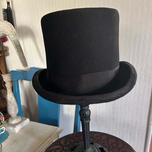 Vintage Black Wool Top Hat - Picture 2 of 8